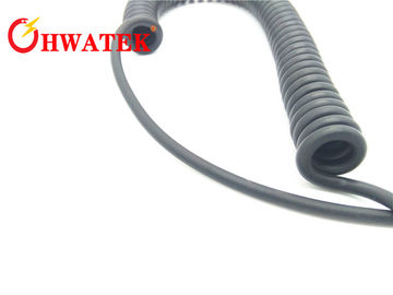 Alambre de señal espiral rizado retractable del cable de transmisión con servicio del OEM de la chaqueta de la envoltura de PUR